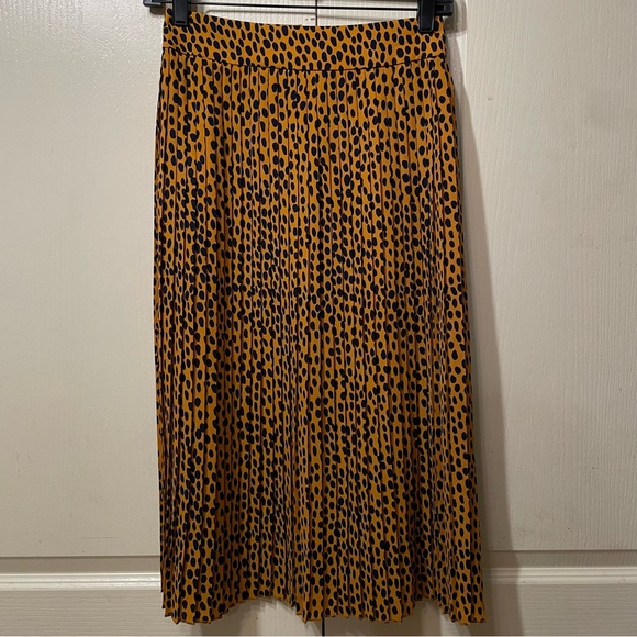 J.Crew pleased skirt mustard black polka dots size 00 - Picture 2 of 10